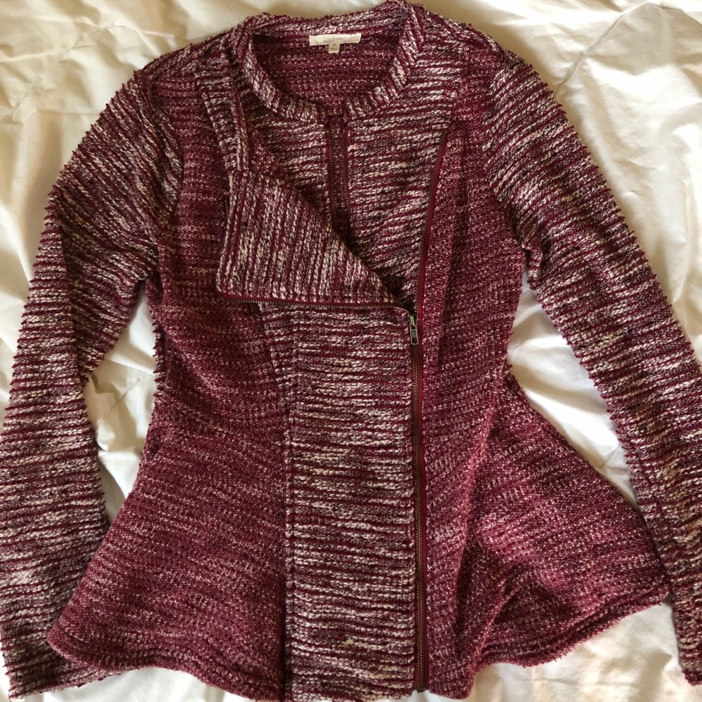Peplum zip up sweater